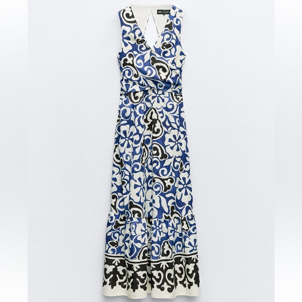 Zara printed crossed dress NWT